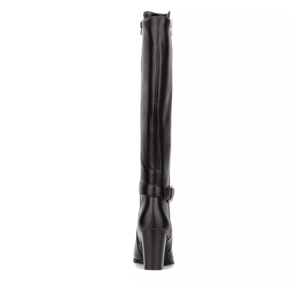 New York & Company Black Over-the-Knee Block Heel Boots with Dual Zippers Size 8